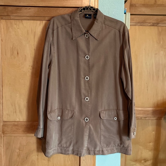 Lizsport Lightweight Unlined Jacket 100% Tencel Dusty Walnut Tone Size Small - Picture 1 of 10